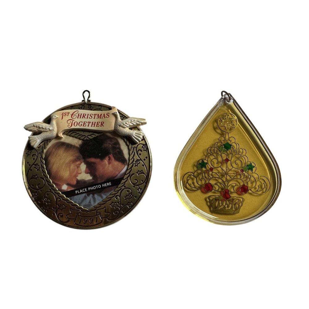 Vtg Hallmark Christmas Ornaments 1st Christmas Together & Glowing Christmas Tree